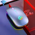 YINDIAO A2 BT3.0 + BT5.0 + 2.4GHz 1600 DPI 3 modalità Regolabile RGB Luce Wireless Mouse Bluetooth silenzioso (grigio)
