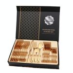Set regalo di posate da bistecca occidentale 24 in 1 da tavola in acciaio inossidabile, colore: dorato