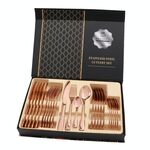 Servizio da tavola in acciaio inossidabile 24 in 1 Set regalo di posate da bistecca occidentale, colore: oro rosa