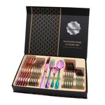 Set regalo posate da bistecca occidentale 24 in 1 da tavola in acciaio inossidabile, colore: arcobaleno