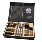 Set regalo di posate da bistecca occidentale da tavola in acciaio inossidabile 24 in 1, colore: nero