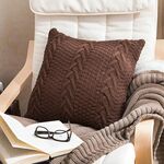 Home Lana Pillowcase a maglia, Colore: Caffè profondo, Dimensioni: 45 x 45 cm