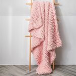 Coperta lavorata a maglia di lana spessa fatta a mano Coperta lavorata a maglia con bastoncino di ciniglia, dimensioni: 130 x 160 cm (rosa)