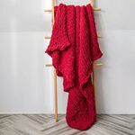Coperta lavorata a maglia di lana spessa fatta a mano Coperta lavorata a maglia con bastoncino di ciniglia, dimensioni: 130 x 160 cm (scarlatto)