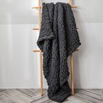 Coperta lavorata a maglia di lana spessa fatta a mano Coperta lavorata a maglia con bastoncino di ciniglia, dimensioni: 130 x 160 cm (grigio scuro)