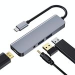 2008N 4 in 1 USB 3.0 x2 + HDMI + Porta da 3,5 mm Multi-funzione Intelligent Type-C / USB-C HUB Docking Station