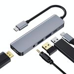 2008N 5 in 1 USB 3.0 x2 + HDMI + PD + Porta da 3,5 mm Multi-funzione Intelligent Type-C / USB-C HUB Docking Station