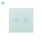 Wifi Wall Touch Panel Switch Controllo vocale Telecomando per cellulare, Modello: White 2 Gang (Zero Firewire Wifi)