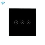 Wi-Fi Wall Touch Panel Switch Controllo vocale Telecomando per cellulare, Modello: Black 3 Gang (Zero Firewire Wifi)