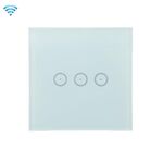 Wi-Fi Wall Touch Panel Switch Controllo vocale Telecomando per cellulare, Modello: White 3 Gang (Zero Firewire Zigbee)