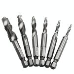 6 pezzi / set HSS multi-funzione integrato per maschiatura con foro per maschiatura