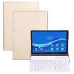 Tastiera Bluetooth rimovibile AM10 2 in 1 + custodia protettiva in pelle con supporto per Lenovo M10 FHD Plus 10,3 pollici (oro)