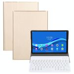 Tastiera Bluetooth rimovibile AM11 2 in 1 + custodia protettiva in pelle con supporto per Lenovo M10 FHD REL TB-X605FC / LC (oro)