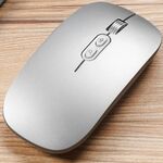 M103 1600 DPI 5 tasti Mouse wireless 2.4G Ricarica Ai Mouse intelligente per ufficio vocale, supporto 28 lingue (argento)