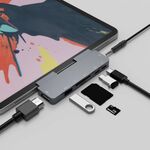 300A 7 in 1 USB3.0x1 + HDMIx1 + PD Portx1 + Type-Cx1 + SD / TF + 3.5mm Portx1 Adattatore HUB di estensione multifunzionale per iPad Pro (grigio)