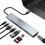 WC7367 8 in 1 87 W da tipo C a PD+USB 3.0/USB 2.0+SD+TF+HDMI+RJ45+HUB docking station tipo c
