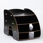 Forniture per ufficio Scatola portaoggetti A4 per desktop curvo Scaffale per file in legno Scaffale per dati (nero)