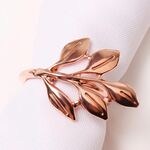 6 PZ Galvanotecnica Portatovaglioli a forma di foglia con fibbia per tovaglioli per hotel di nozze (oro rosa)