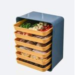 Vassoio per pentola calda a parete a 6 strati Cucina Piatti per la preparazione della casa Piatti laterali rettangolari perforazione gratuita (cornice blu + piatto giallo)