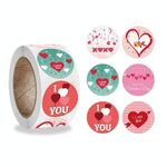 5 pezzi Olled Round Valentines Day Heart Regalo Decoration Etichetta adesivi (2.5 cm / 1 pollice)