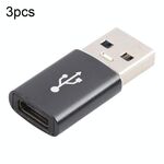 Adattatore da 3 pezzi USB-C / Type-C femmina a USB 3.0 maschio in lega di alluminio, supporto ricarica e trasmissione dati (nero)