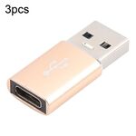 Adattatore in lega di alluminio da 3 PC USB-C / Type-C femmina a USB 3.0 maschio, supporto per ricarica e trasmissione dati (oro)