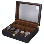 Scatola per esposizione di gioielli in legno per pittura da forno Scatola per orologi (10 bit nero + marrone opaco)