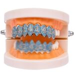 Bretelle Hip Hop Halloween Vampire 8 Zircon, Colore: Platinum Upper Teeth