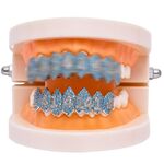 Bretelle Hip Hop Halloween Vampire 8 Zircon, Colore: Denti inferiori platino