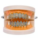 Bretelle Hip Hop Halloween Vampire 8 Zircon, Colore: Denti inferiori oro