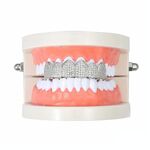 Accessori per Halloween Bretelle Hip-Hop con micro zirconi intarsiati, colore: argento