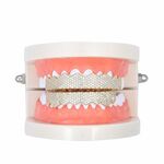 Hip-Hop placcato in oro con micro zirconi intarsiati 8 bretelle in oro, colore: abito dorato