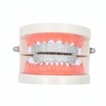 Hip-Hop placcato in oro con micro zirconi intarsiati 8 bretelle in oro, colore: argento