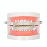 Hip-Hop placcato in oro con micro zirconi intarsiati 8 bretelle in oro, colore: denti superiori oro