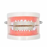 Hip-Hop placcato in oro con micro zirconi intarsiati 8 bretelle in oro, colore: denti inferiori dorati
