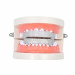 Hip-Hop placcato in oro con micro zirconi intarsiati 8 bretelle in oro, colore: denti inferiori argento
