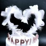 5 pezzi Varietà di decorazioni per dolci con torta di piume bianche