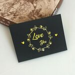 100 PCS Biglietto di benedizione di nozze Messaggio di ringraziamento Biglietto di decorazione regalo Biglietto di auguri fiore abbronzante Ti amo （Nero）