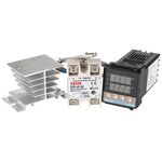 Termostato REX-C100 da 11000 W + Dissipatore di calore + Termocoppia + Kit di controllo della temperatura intelligente per modulo a stato solido SSR-100 DA