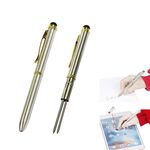 Penna a doppio scopo per scrittura a mano con touch screen per telefono cellulare AT-13 con Dual Core nero e rosso (oro + argento)