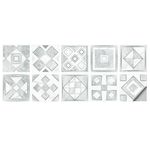 2 set Pattern geometrici Scala Adesivo per piastrelle da parete Adesivo Cucina Stufa Acqua e olio Adesivi a prova di olio, Specifiche: S: 10x10cm (HT-013 Argento)