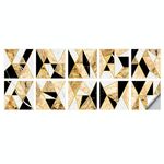 2 set Geometric Pattern Staircase Adesivo da parete Adesivo Cucina Stufa Acqua e olio Adesivi a prova di olio, Specifiche: S: 10x10cm (HT-016 Black Gold)
