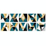 2 set modello geometrico Scala Adesivo per piastrelle da parete Adesivo Cucina Stufa Acqua e olio Adesivi a prova di olio, Specifiche: S: 10x10cm (HT-017 Gold Blue)