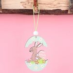 5 confezioni di oggetti decorativi per ciondoli in legno di Pasqua con atmosfera festiva (guscio d'uovo di coniglietto)