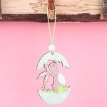 5 confezioni di ciondoli in legno di Pasqua, elementi decorativi per l'atmosfera festiva (guscio d'uovo che solleva il coniglio)
