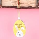 5 pezzi di elementi decorativi per l'atmosfera festiva con ciondoli in legno di Pasqua (uovo di dente di coniglio giallo)