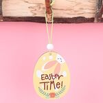 5 confezioni di oggetti decorativi per ciondoli in legno di Pasqua con atmosfera festiva (uova di coniglio capovolte giallo chiaro)