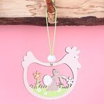 5 confezioni di oggetti decorativi per ciondoli in legno di Pasqua con atmosfera festiva (pollo vuoto rosa)