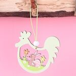 5 confezioni di oggetti decorativi per ciondoli in legno di Pasqua con atmosfera festiva (pollo cavo verde)