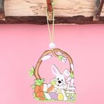 Ciondoli pasquali in legno Atmosfera festosa Oggetti decorativi (pantaloni viola prendono carota coniglio)